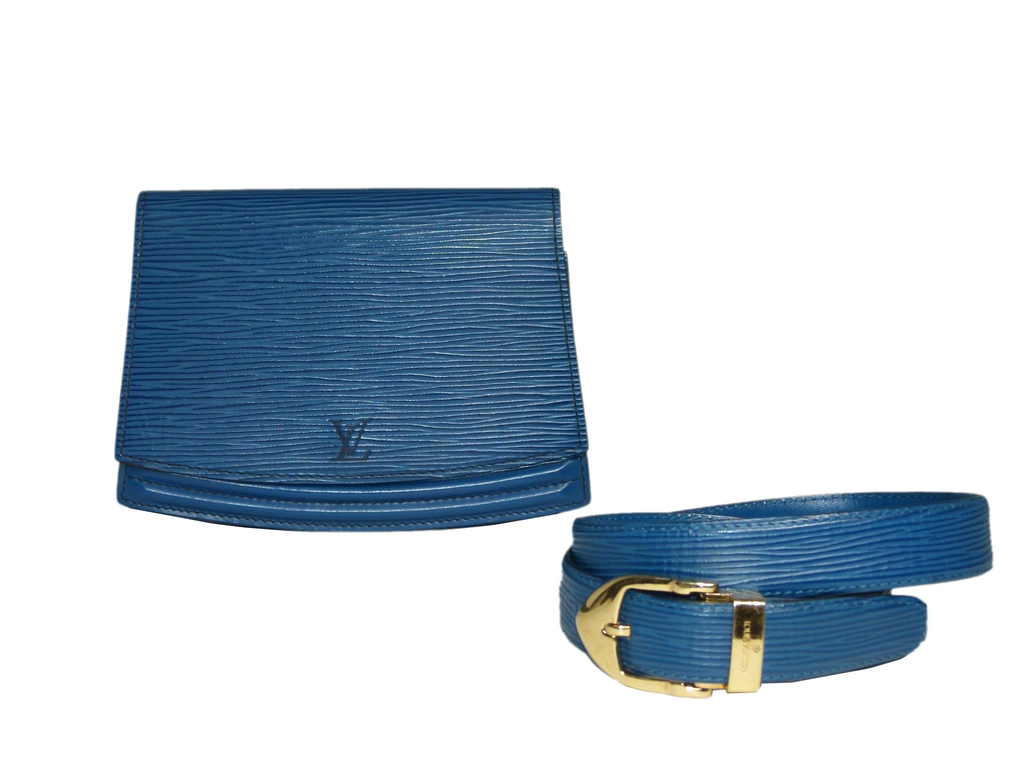 Louis Vuitton Blue Epi Leather Vintage CeintureTilsitt Pochette / Waist Pouch, Belt Size 85/34 -0
