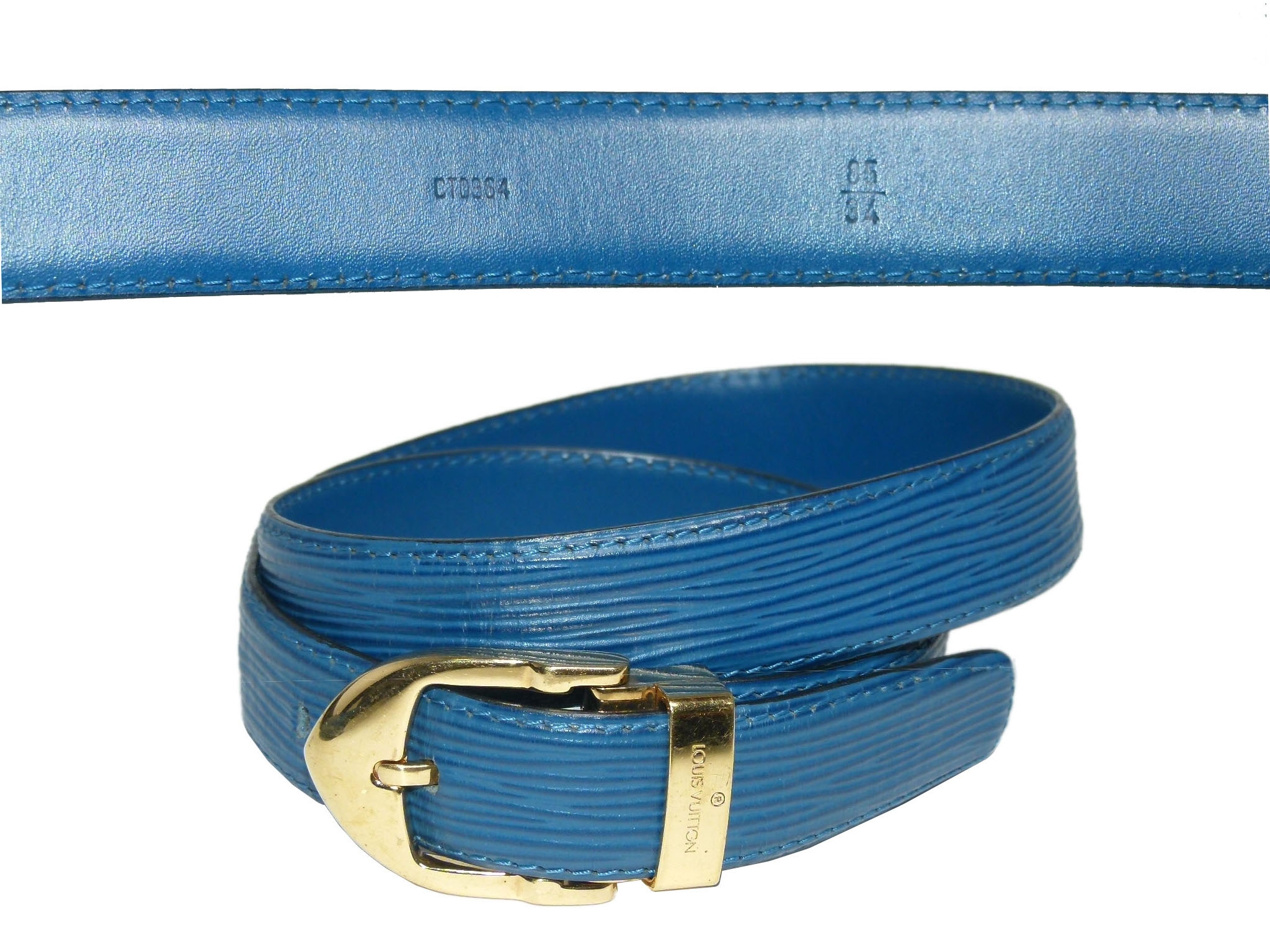 Louis Vuitton Blue Epi Leather Vintage CeintureTilsitt Pochette / Waist Pouch, Belt Size 85/34 -33536