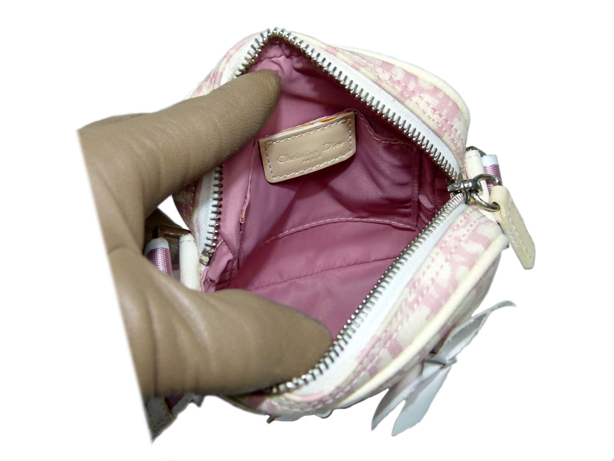 Christian Dior Girly Pink Crystal Blossom Canvas Limited Signature Small Sling Bag-33469