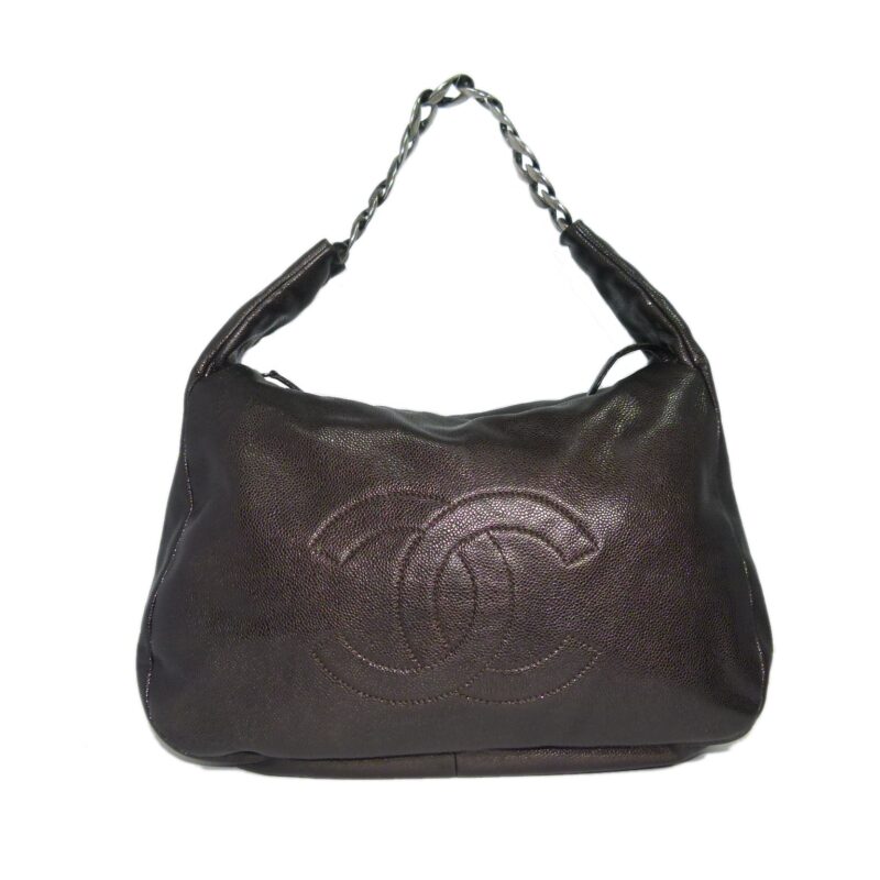 Chanel 13047107 Glazed Calf Leather Aged Ruthenium Hardware Large Hobo Bag -0