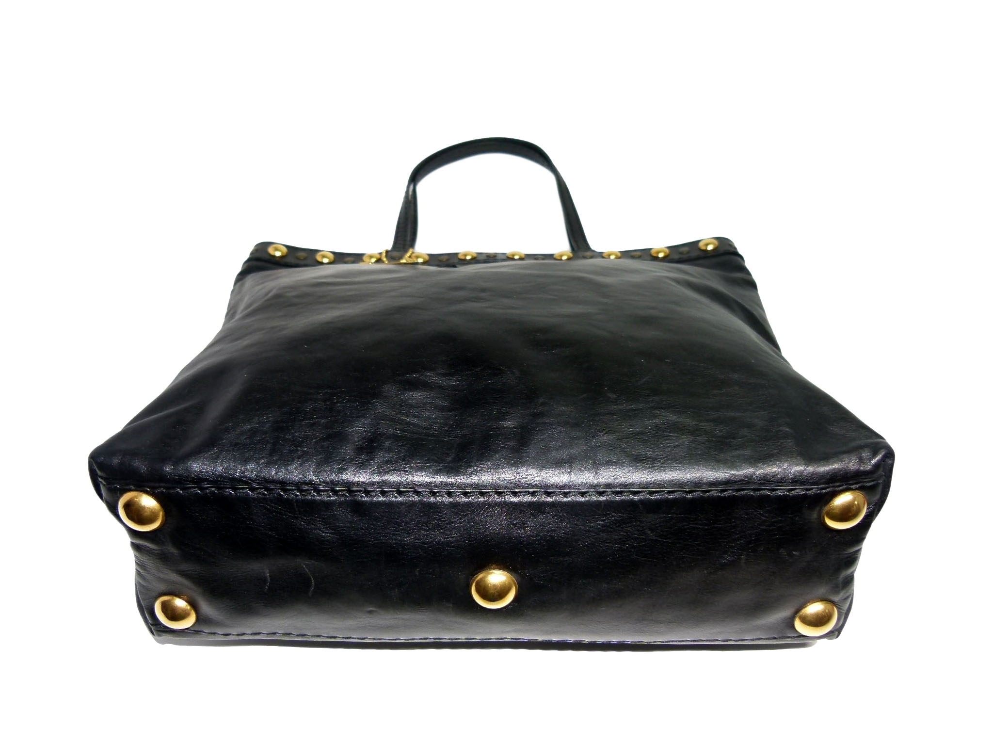 Gucci 208940 Black Leather Babouska Studs Medium Tote Bag-33476