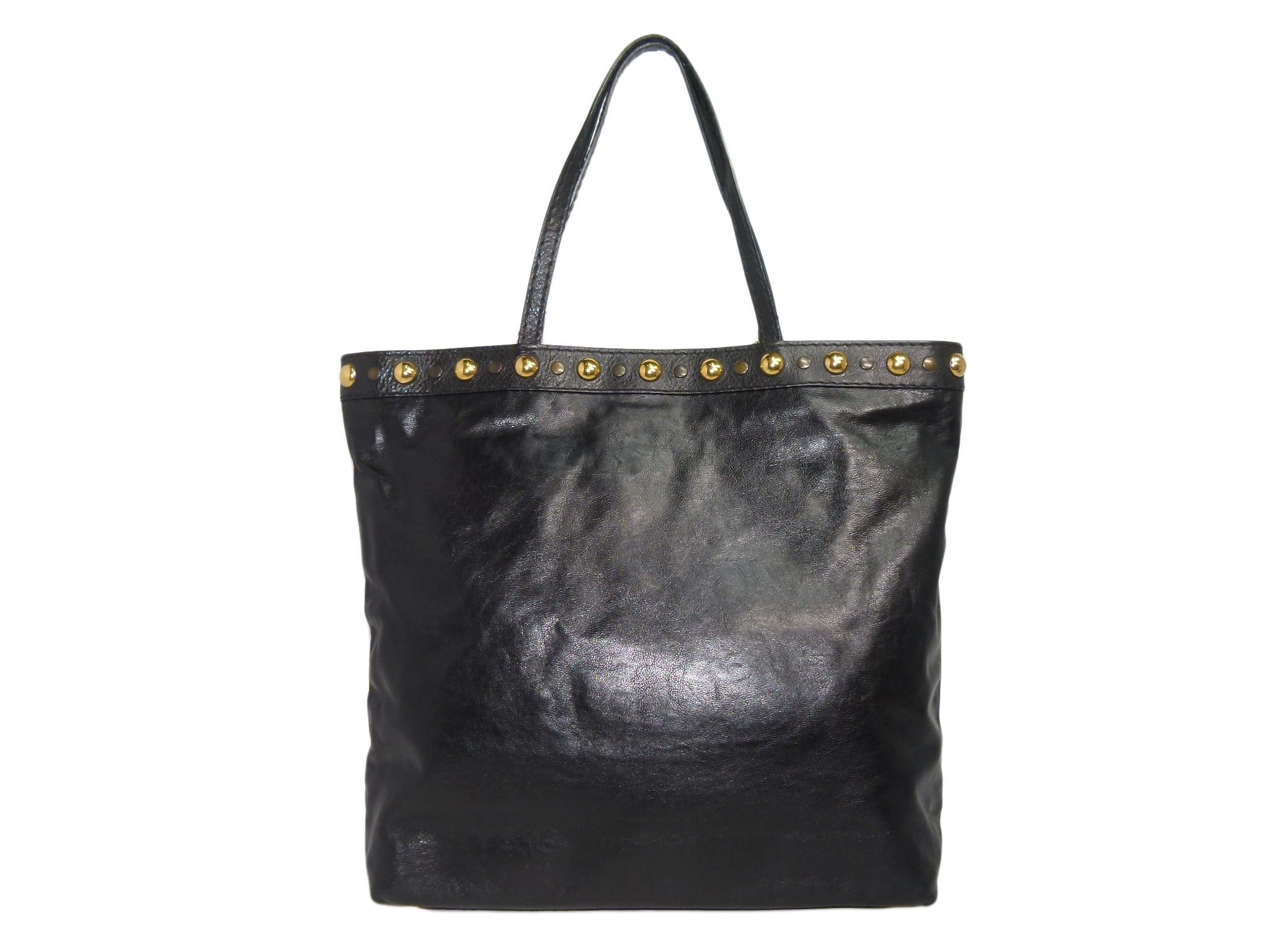 Gucci 208940 Black Leather Babouska Studs Medium Tote Bag-33479