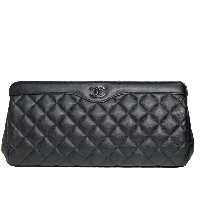 Limited Collection ! Chanel 23629701 Black Distressed Long Clutch Mat Black Hardware-0