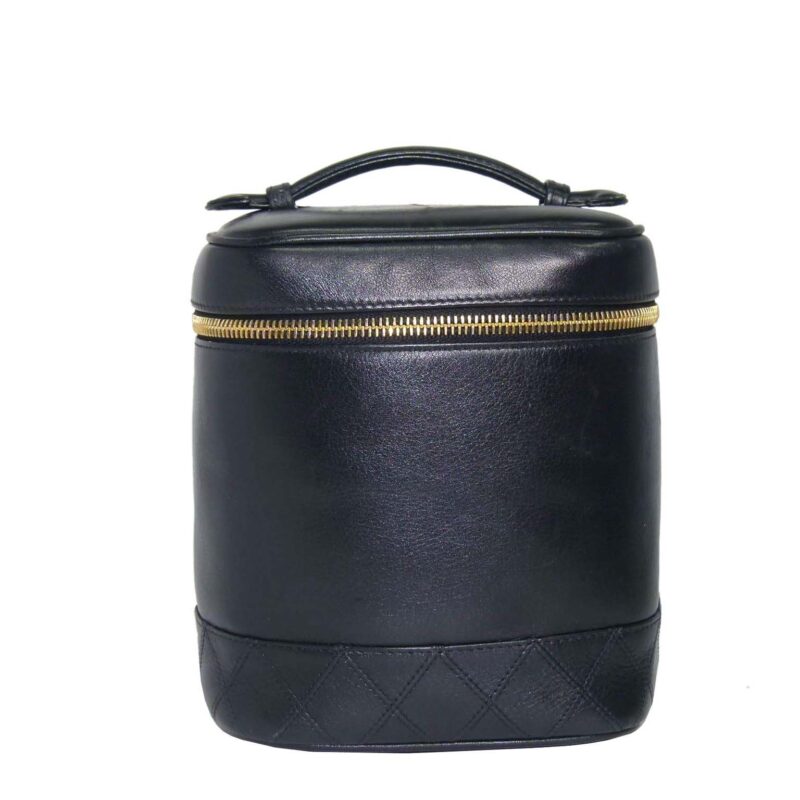 Chanel 4266688 Vintage Black Lambskin Vanity Case Tote -0