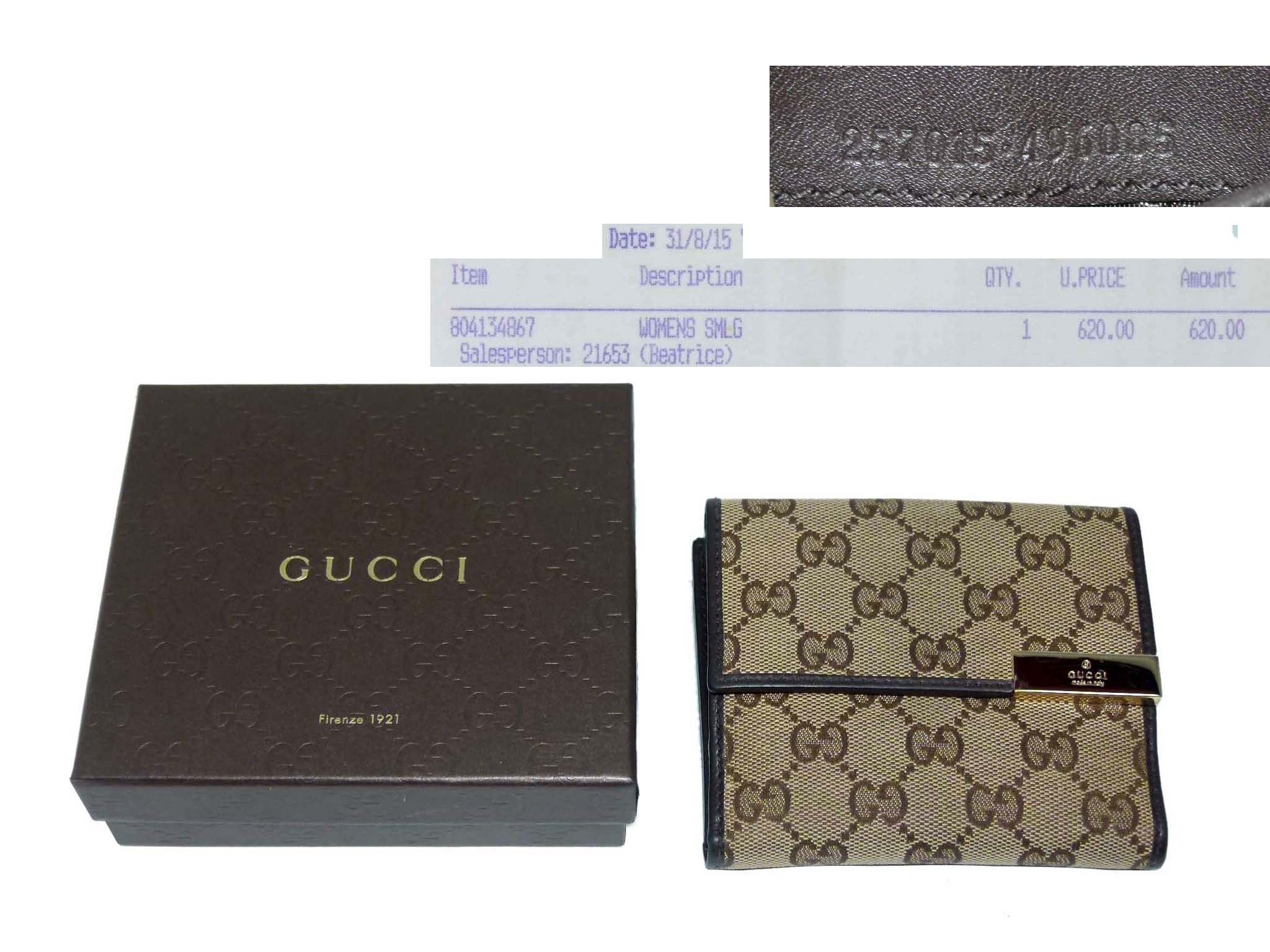 Gucci 257015 Gold Metal Plate Original GG French Flap Wallet-33665