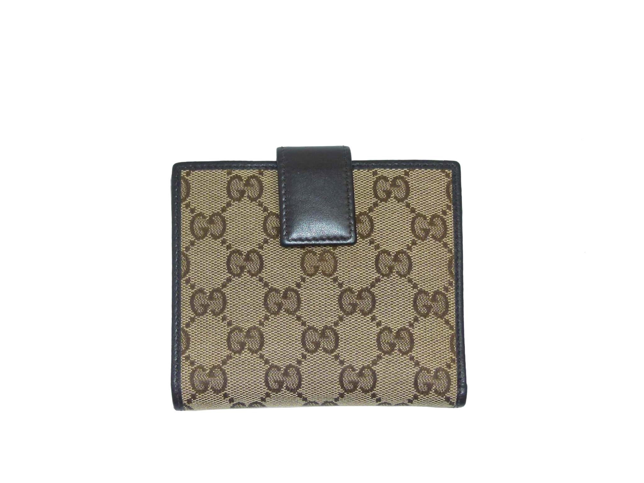 Gucci 257015 Gold Metal Plate Original GG French Flap Wallet-33664