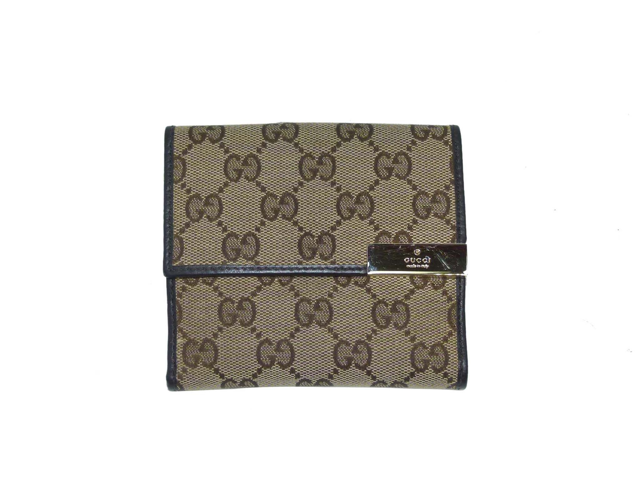 Gucci 257015 Gold Metal Plate Original GG French Flap Wallet-0