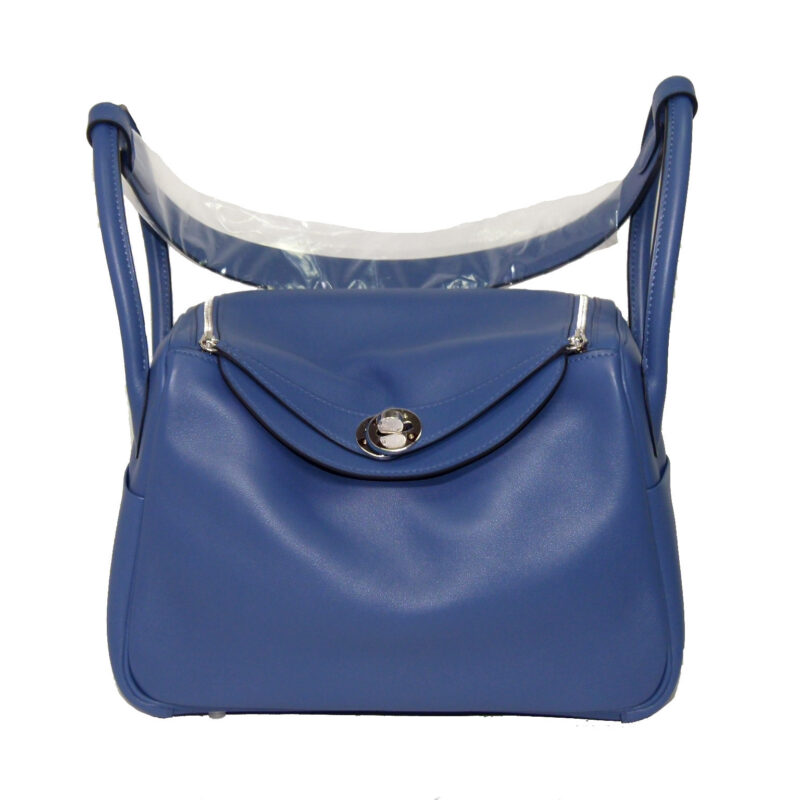 Hermes Lindy 26 Eclat Swift Leather Bleu Brighton/ Cappucine Duo Colors Palladium Hardware