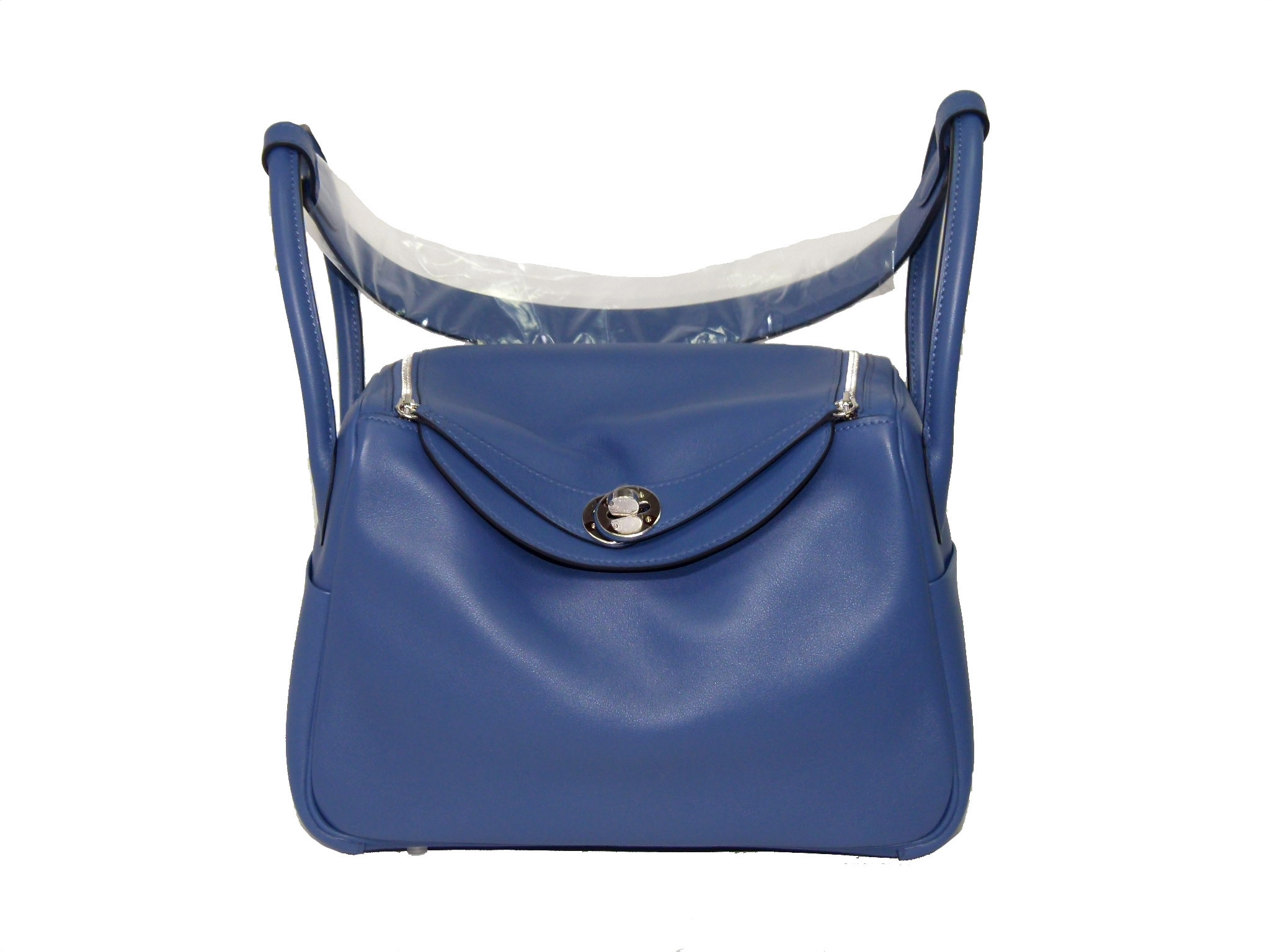 Hermes Lindy 26 Eclat Swift Leather Bleu Brighton/ Cappucine Duo Colors Palladium Hardware