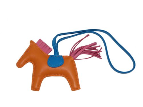 Hermes Rodeo PM Orange Poppy/ Rose Azalee/ Bleu Zanzibar Bag Charm-0
