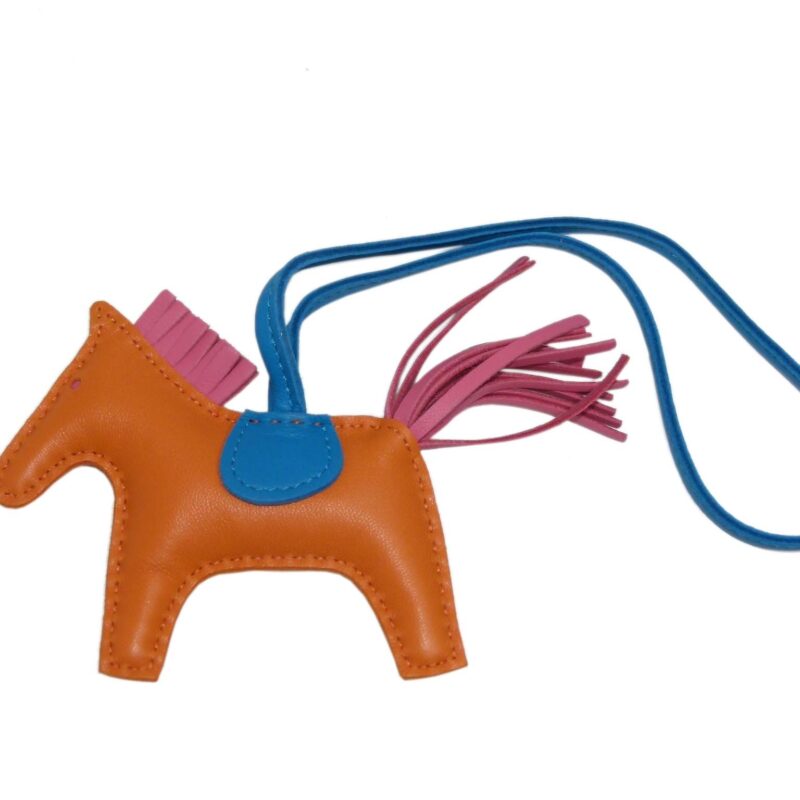 Hermes Rodeo PM Orange Poppy/ Rose Azalee/ Bleu Zanzibar Bag Charm-0