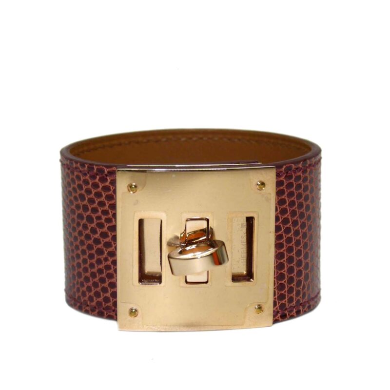 Hermes Lizard Kelly Dog Bracelet Etrusque Color with Rose Gold Hardware-0