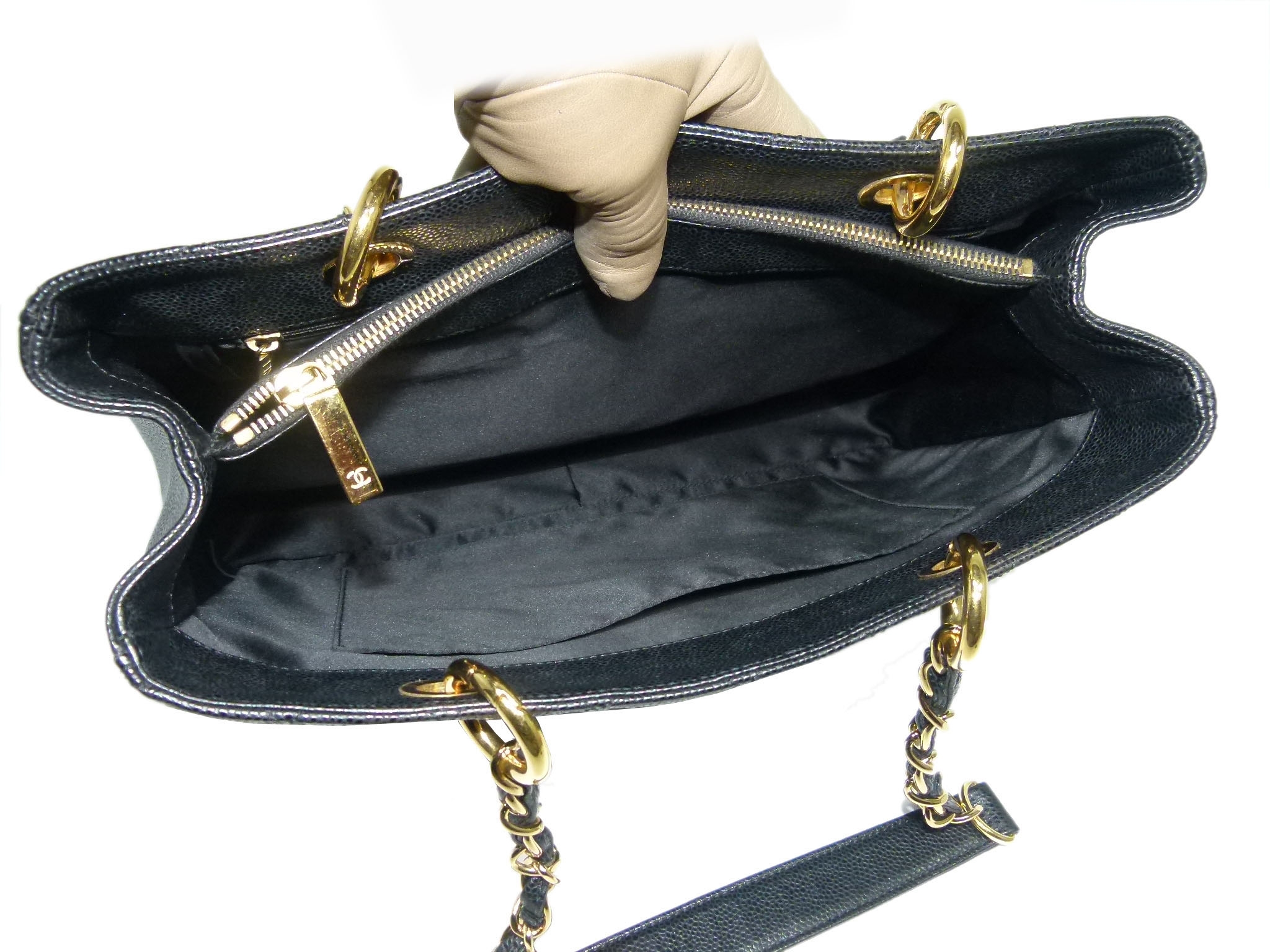 Chanel 14741100 Black Caviar Grand Shopping Tote Gold Hardware-33966