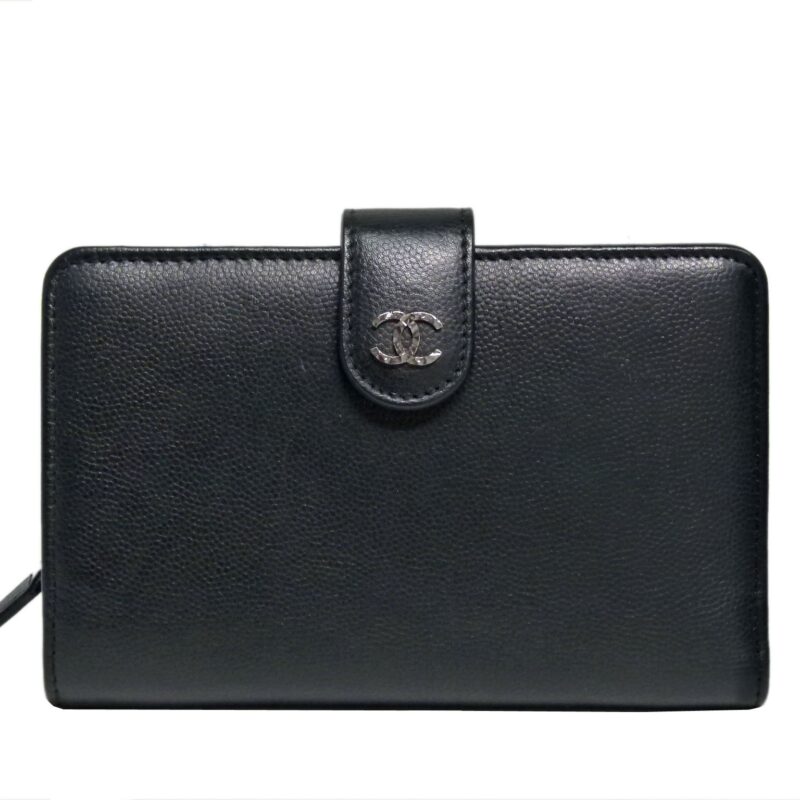 Chanel 16488142 Black Caviar L-Zip Pocket French Wallet-0