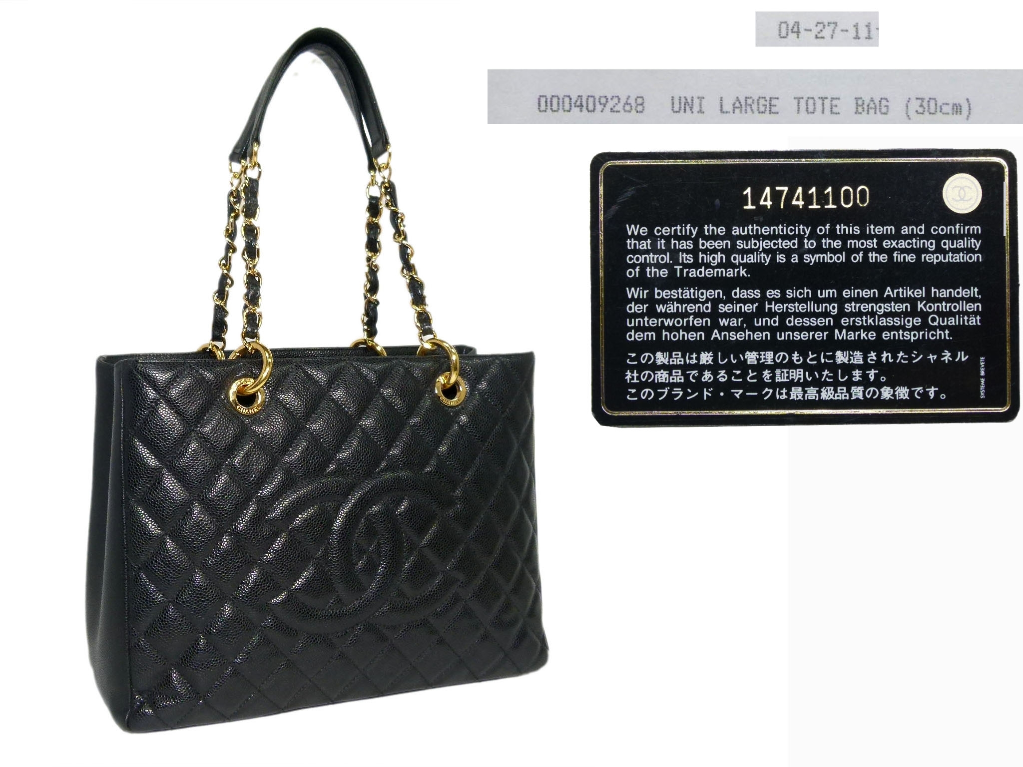 Chanel 14741100 Black Caviar Grand Shopping Tote Gold Hardware-33964