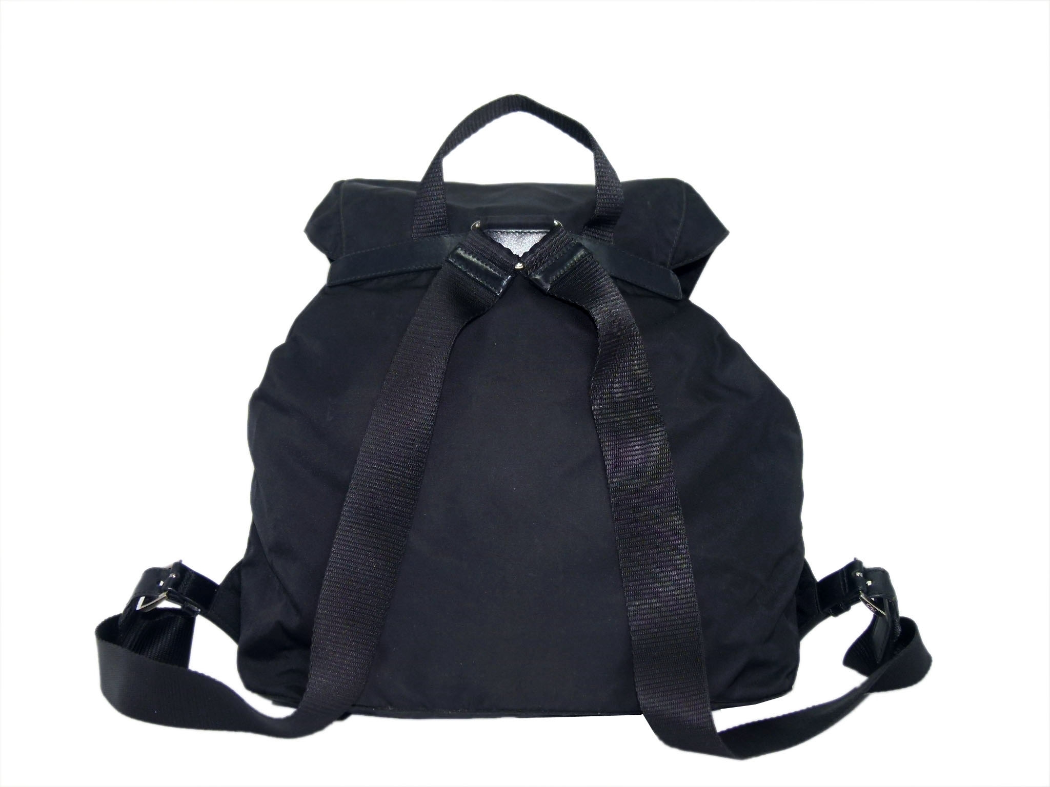 Prada1BZ811 Signature Classic Black Tessuto Fabric Two-Pocket Backpack-33951