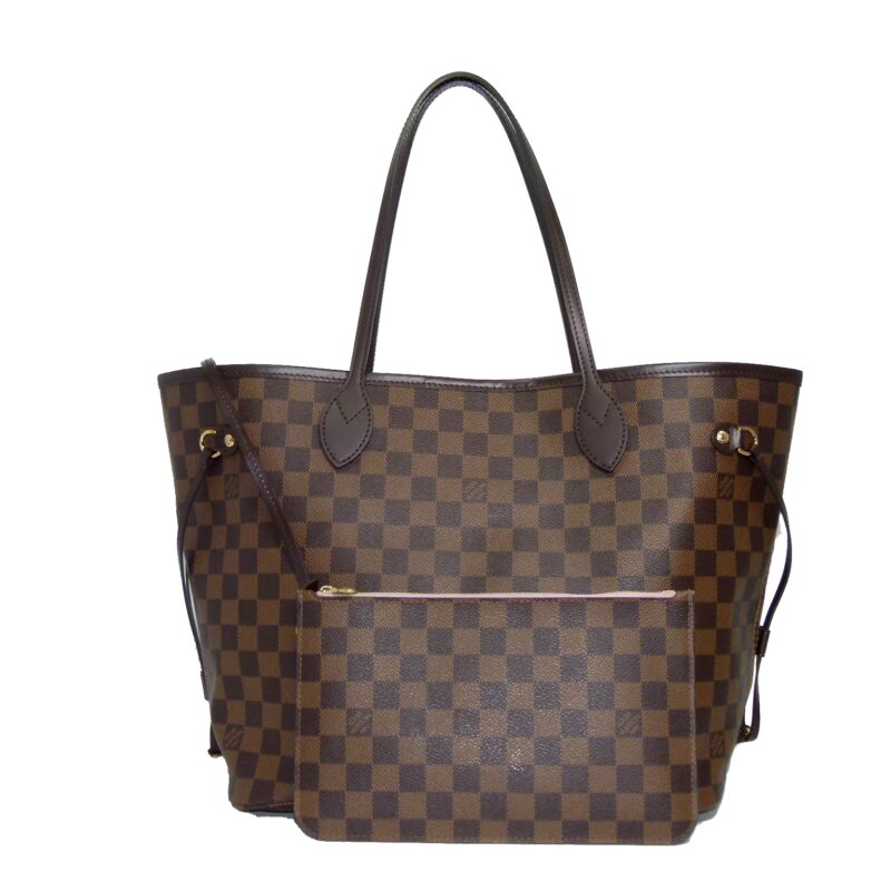 Limited Piece ! Louis Vuitton N41603 Damier Ebene with Rose Ballerine Interior Neverfull MM (FL0127)-0