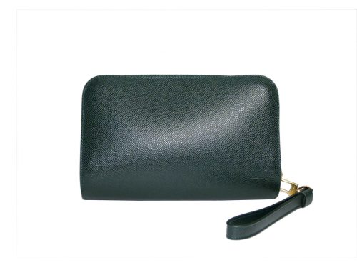 Louis Vuitton M30182 Ardoise/ Green Taiga Leather Pochette Baikal Clutch Bag-0