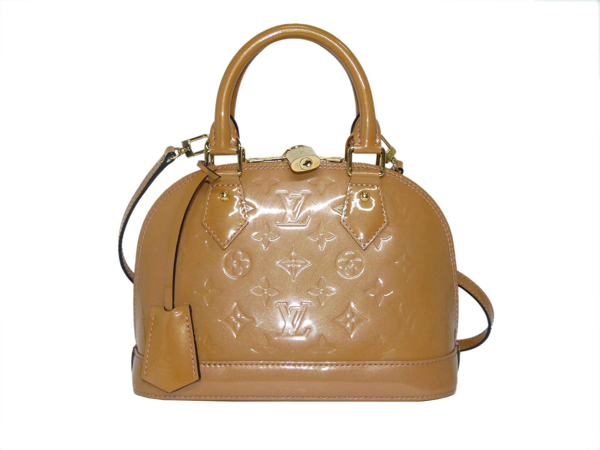 Louis Vuitton M50415 Vernis Pink Rose Ballerine/ Beige Alma BB Tote w Strap -34055