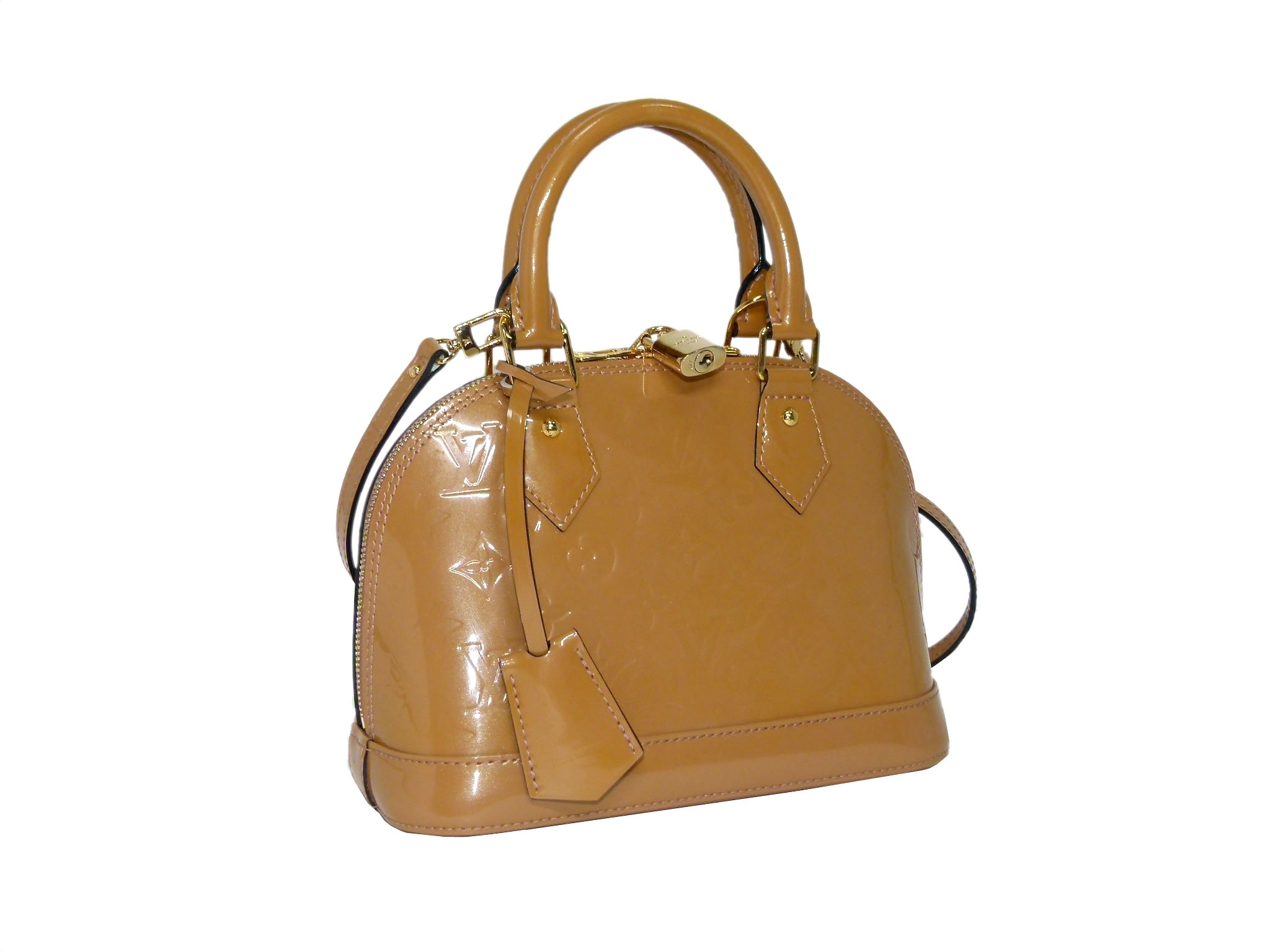 Louis Vuitton M50415 Vernis Pink Rose Ballerine/ Beige Alma BB Tote w Strap -34053