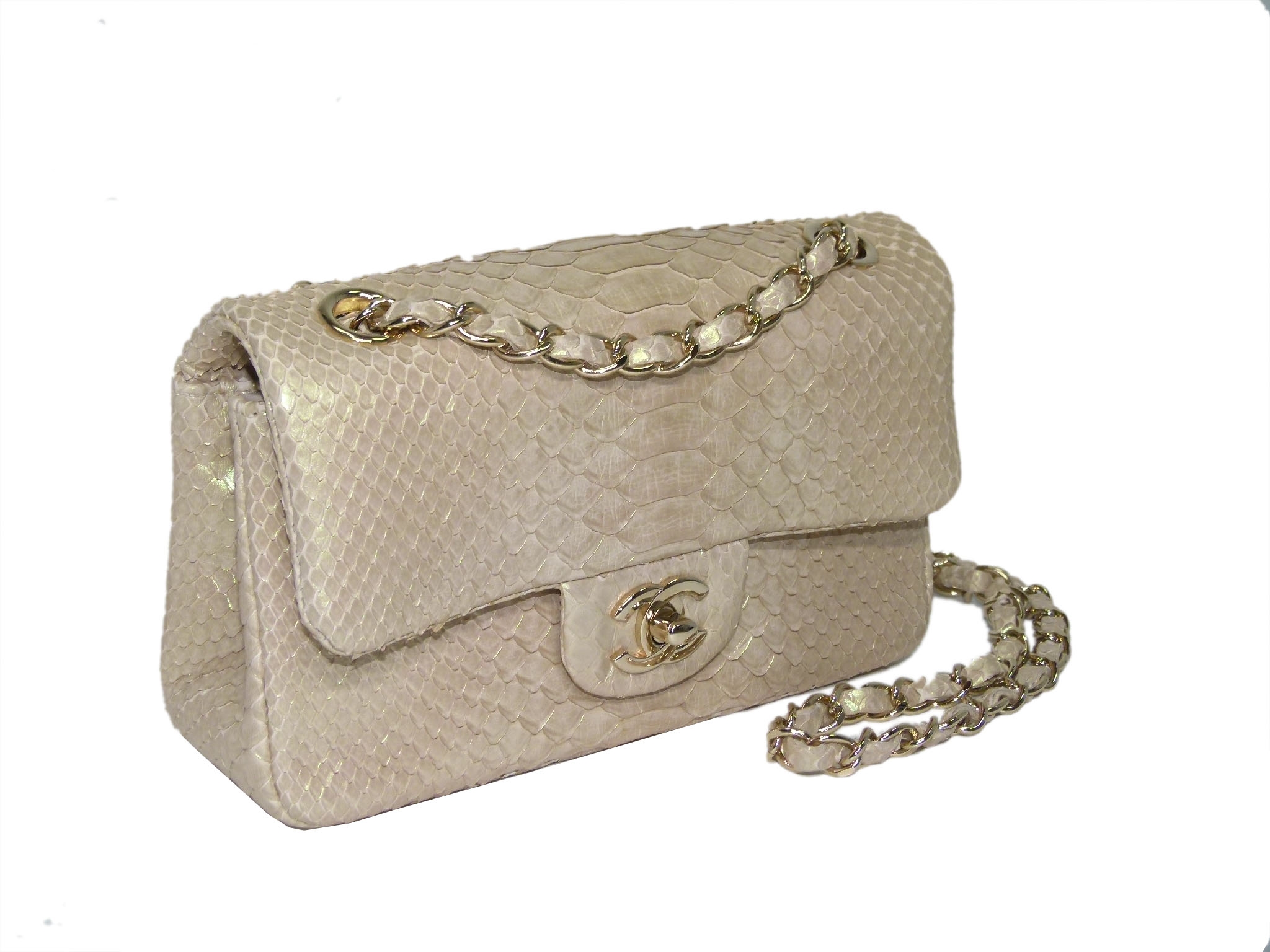 Chanel 16416632 Iridescent Python Leather Gold-Tone Metal Mini Flap Bag -34068
