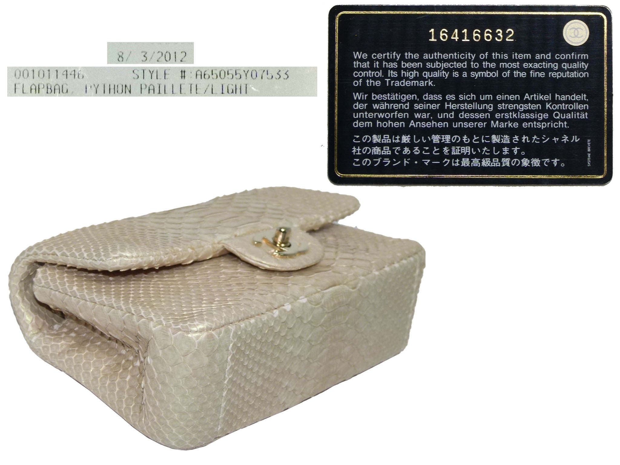 Chanel 16416632 Iridescent Python Leather Gold-Tone Metal Mini Flap Bag -34074