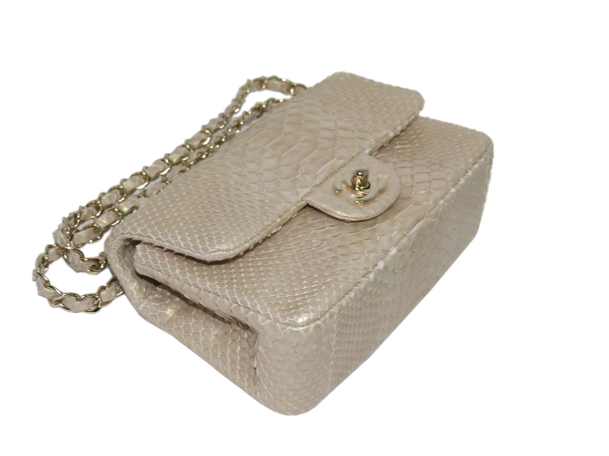 Chanel 16416632 Iridescent Python Leather Gold-Tone Metal Mini Flap Bag -34073