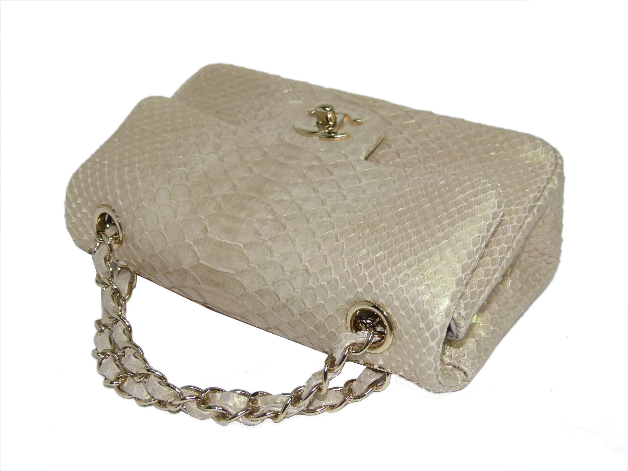 Chanel 16416632 Iridescent Python Leather Gold-Tone Metal Mini Flap Bag -34075