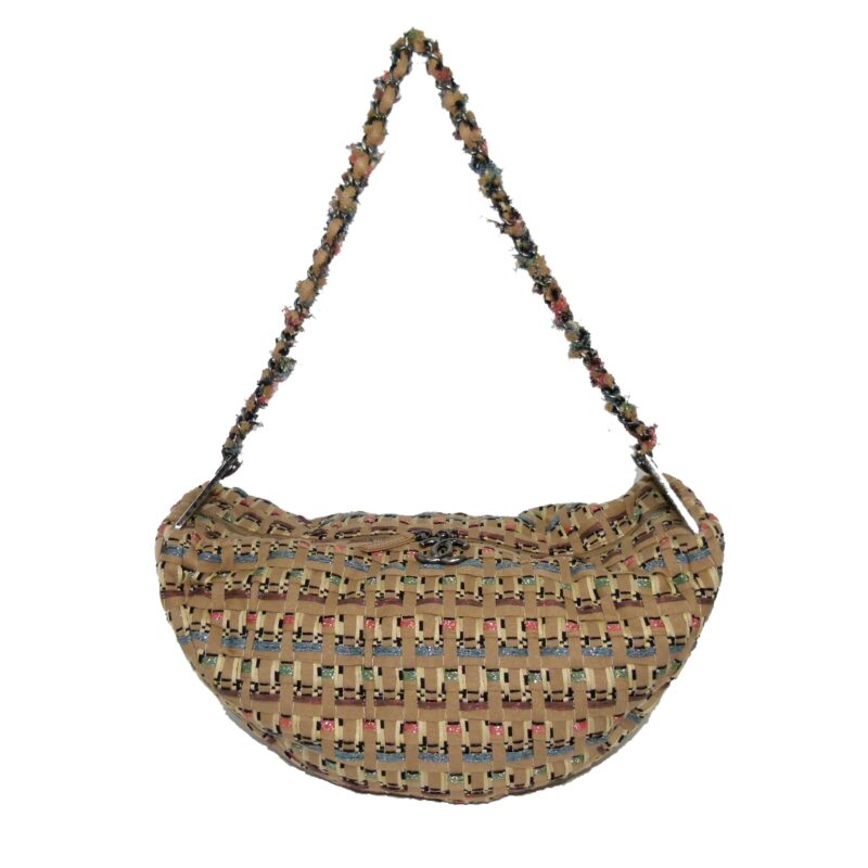 Chanel 23516113 Beige/ Tan Coco Cuba Woven Tweed Metallic Hobo Large / Backpack Large -0