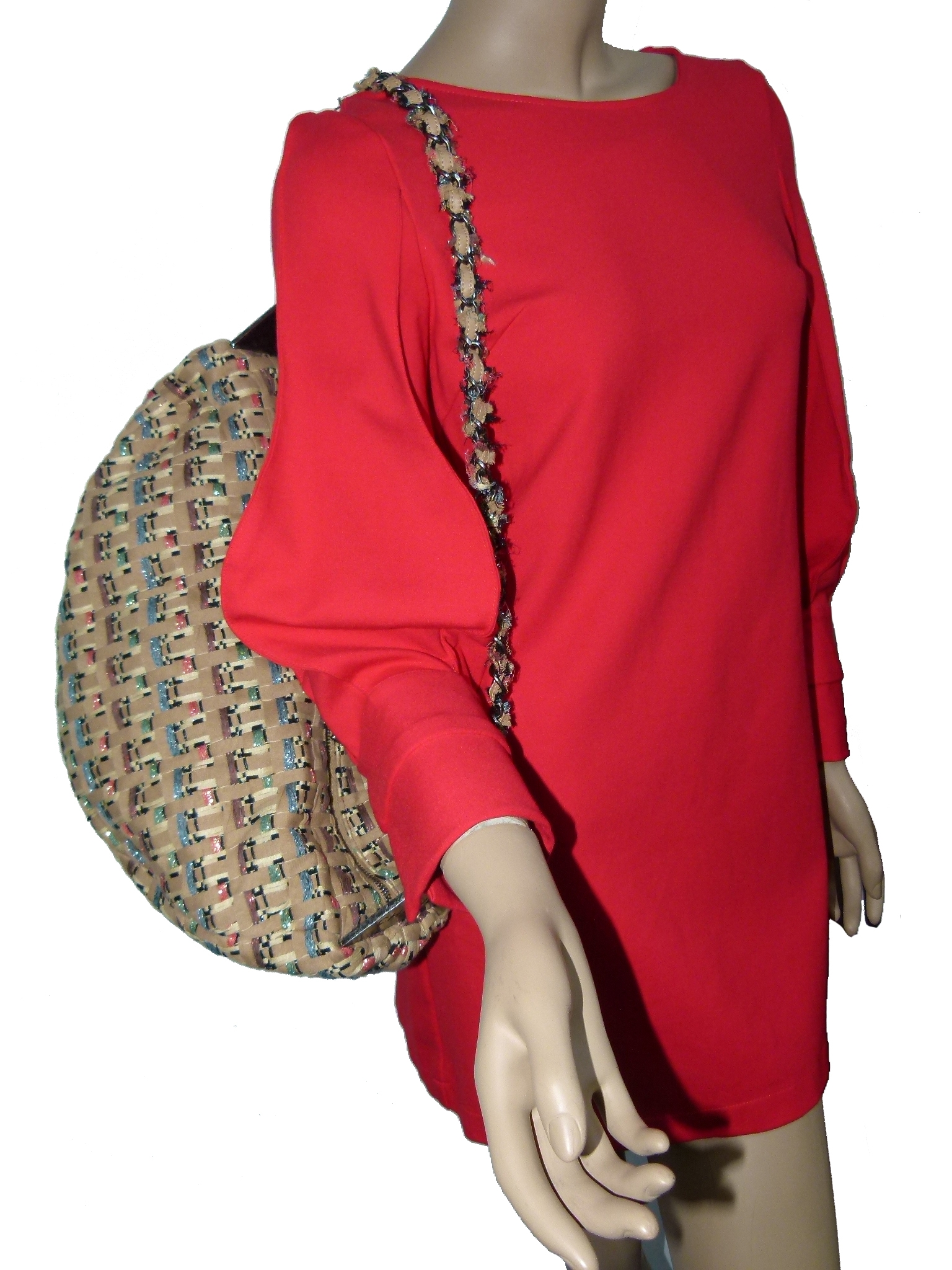Chanel 23516113 Beige/ Tan Coco Cuba Woven Tweed Metallic Hobo Large / Backpack Large -34304