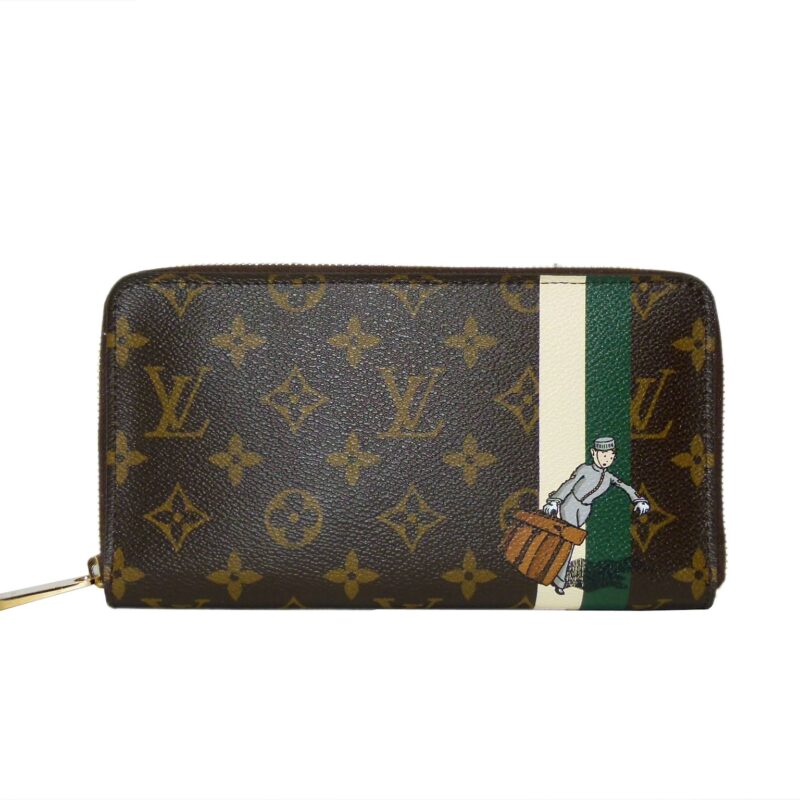 Limied Edition ! Louis Vuitton Monogram Canvas M60035 Green / White Groom Zippy Organizer Wallet-0