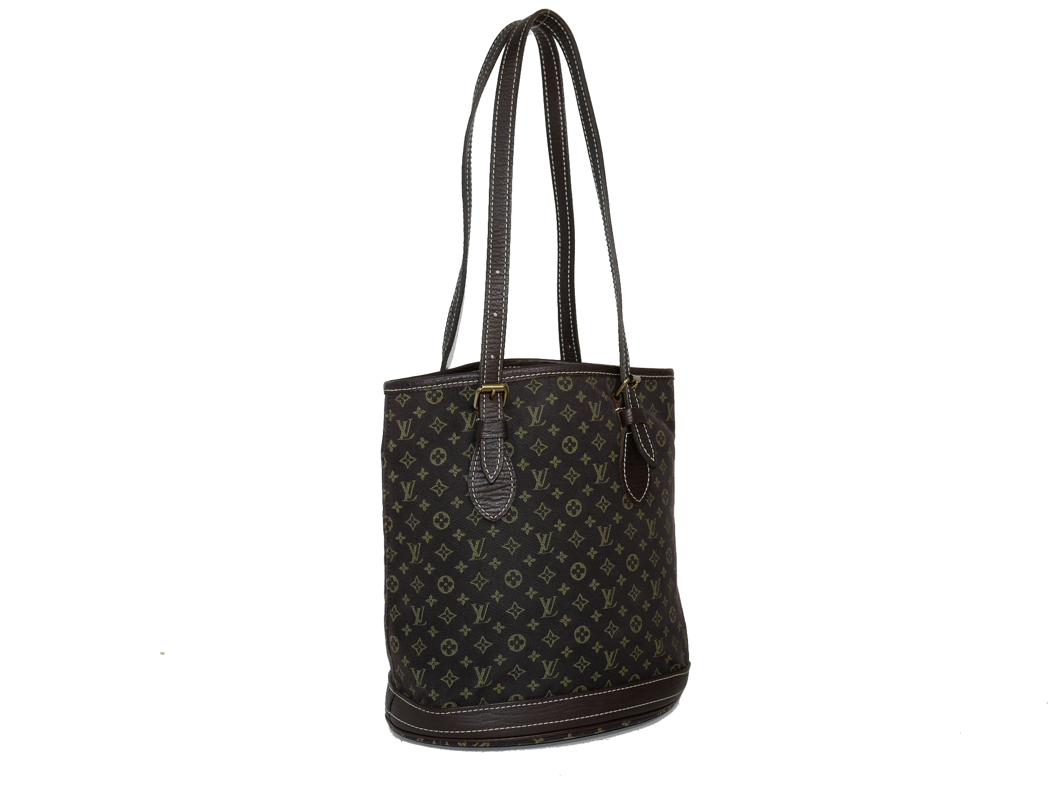 Louis Vuitton M95226 Brown Monogram Mini Lin Bucket PM Tote/ Shoulder Bag (FL0076)-34545