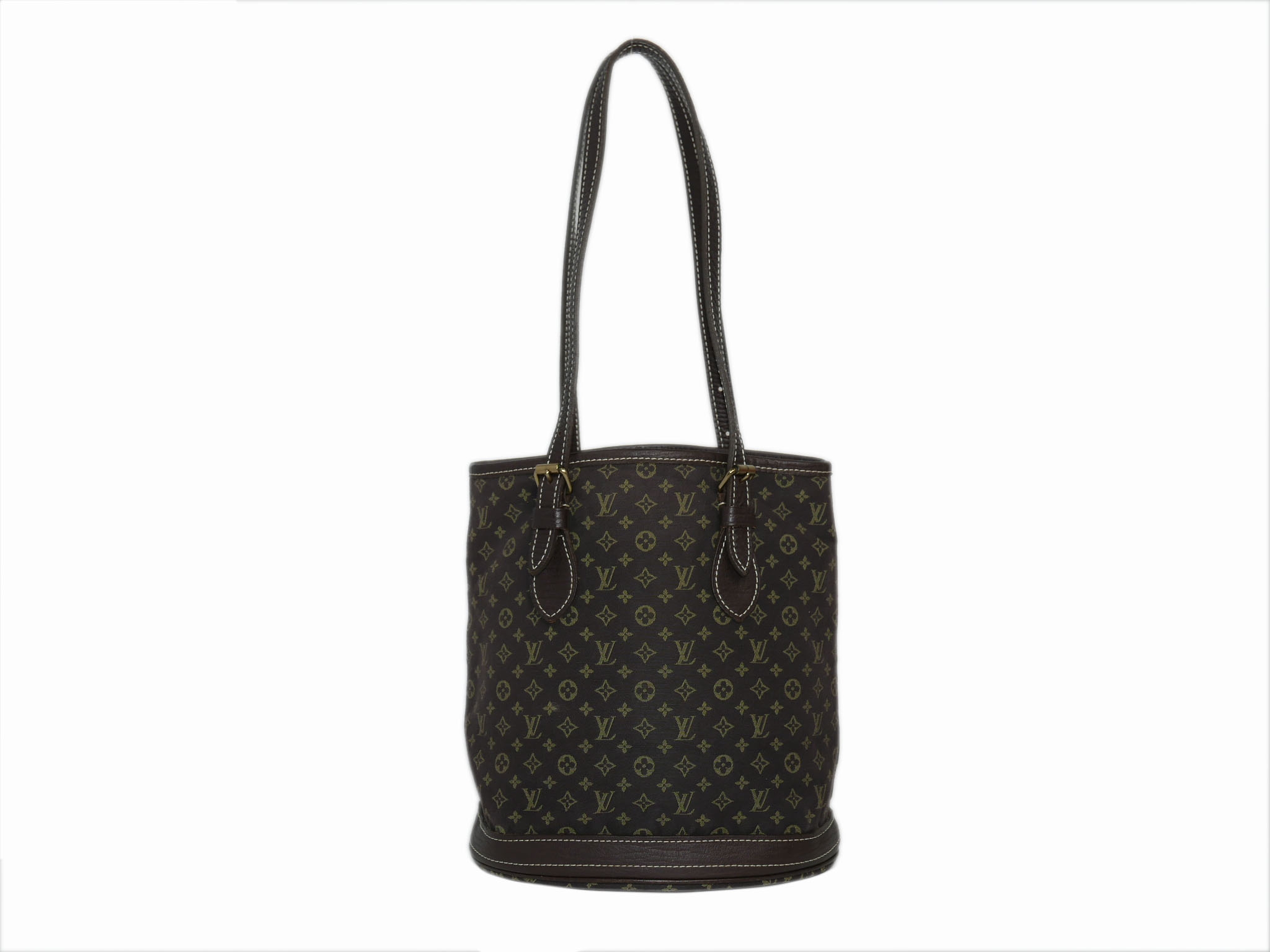 Louis Vuitton M95226 Brown Monogram Mini Lin Bucket PM Tote/ Shoulder Bag (FL0076)-0
