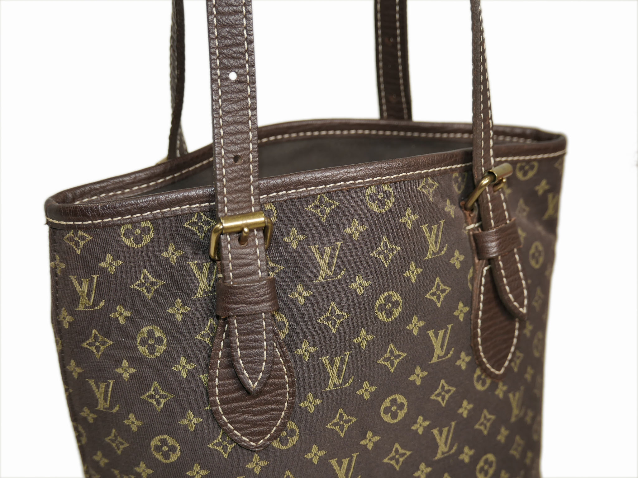 Louis Vuitton M95226 Brown Monogram Mini Lin Bucket PM Tote/ Shoulder Bag (FL0076)-34549