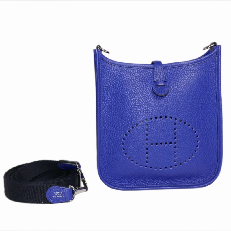 Hermes Evelyne 16cm TPM Clemence Bleu Electrique/ Blue Indigo Crossbody Bag-0