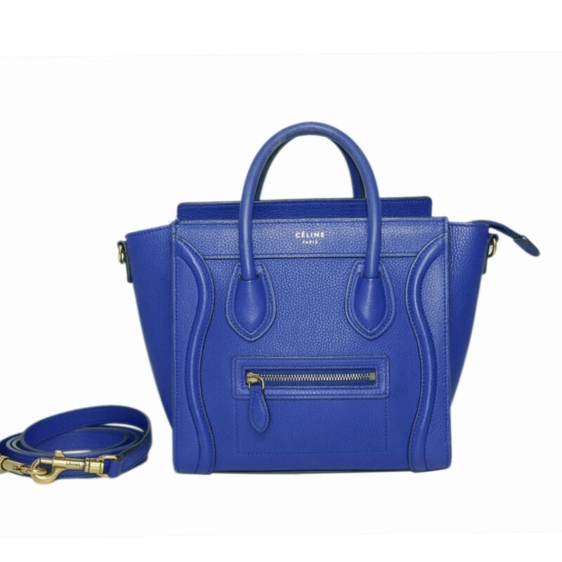 Celine Collection in Royal Blue Calf Nano Luggage Cross Body Bag-0