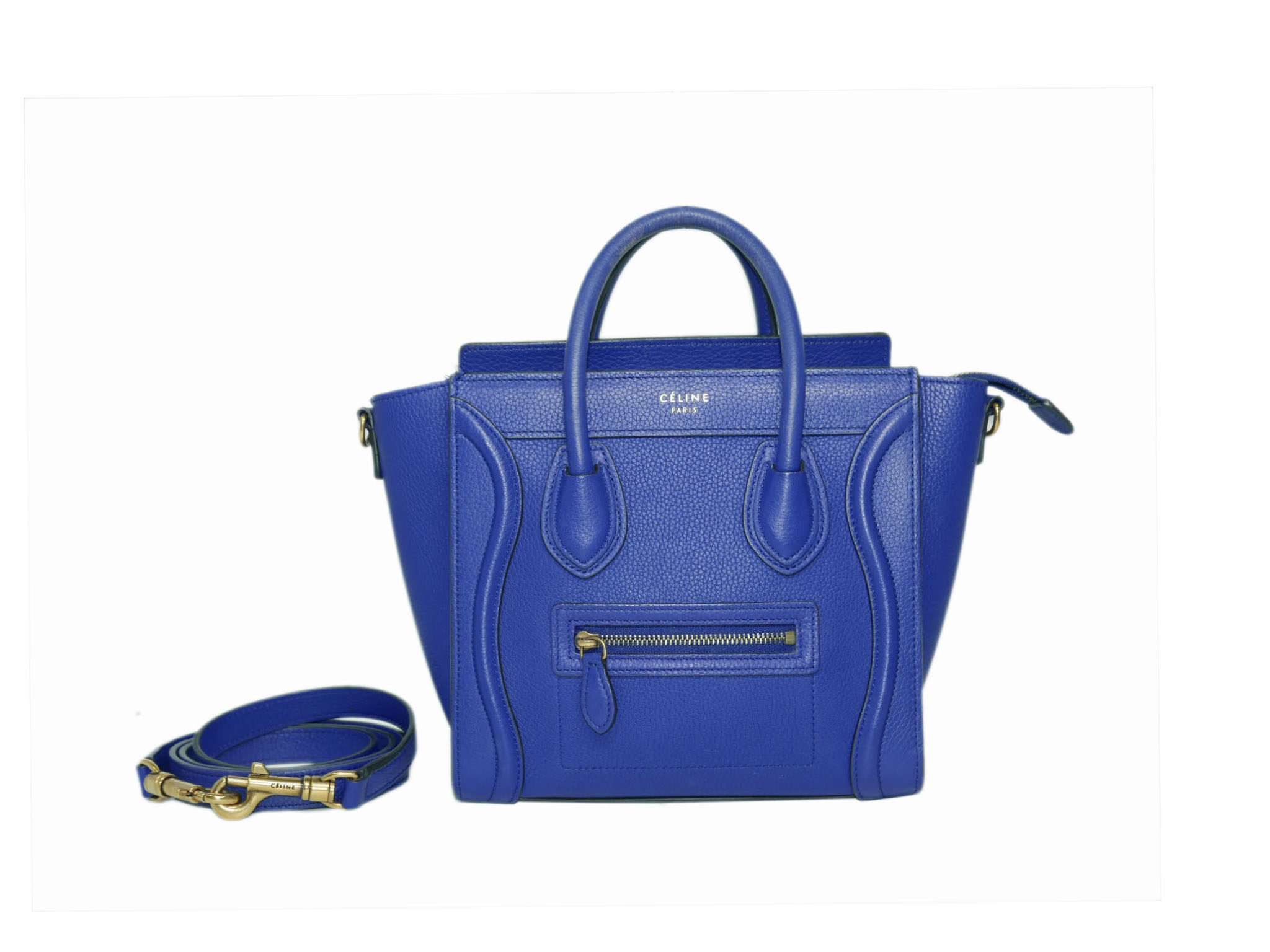 Celine Collection in Royal Blue Calf Nano Luggage Cross Body Bag-0
