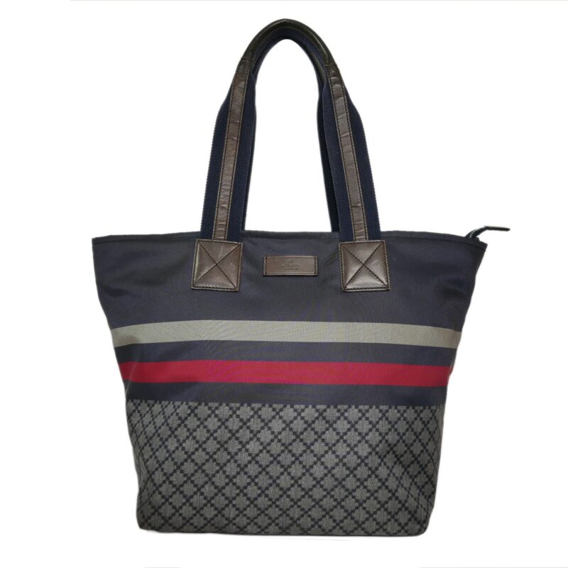 Gucci 267922 Unisex Diamante Travel Blue Web Medium Multicolor Nylon Shopping Tote-0