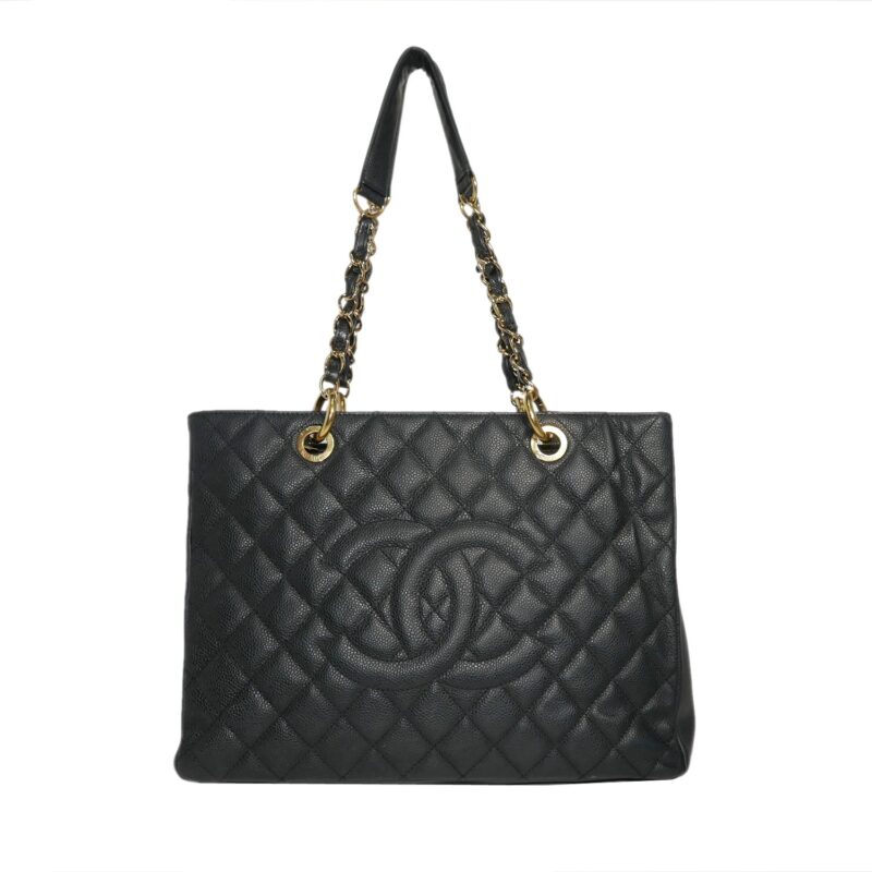 Chanel 16038728 Black Caviar Grand Shopping Tote Gold Hardware-0