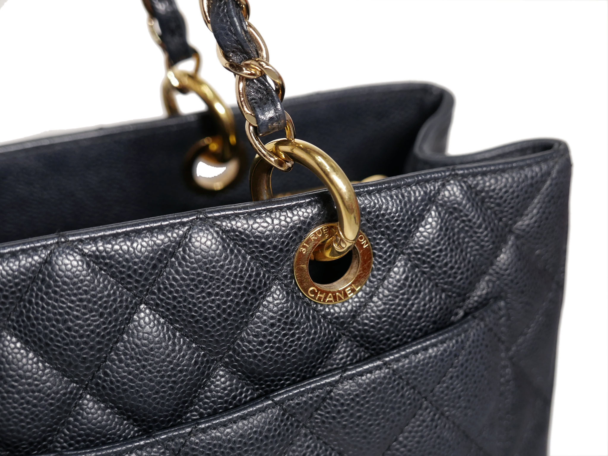 Chanel 16038728 Black Caviar Grand Shopping Tote Gold Hardware-34689