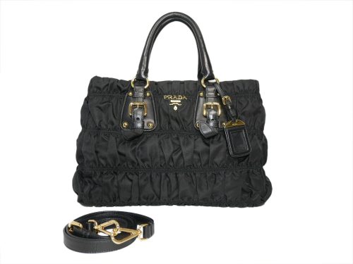 Prada BN2346 Black Tessuto Gaufre Large 2-Way Shopping Tote-0