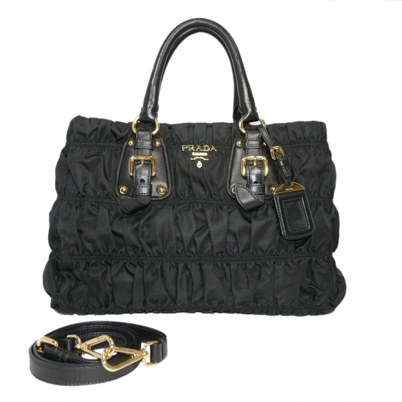 Prada BN2346 Black Tessuto Gaufre Large 2-Way Shopping Tote-0