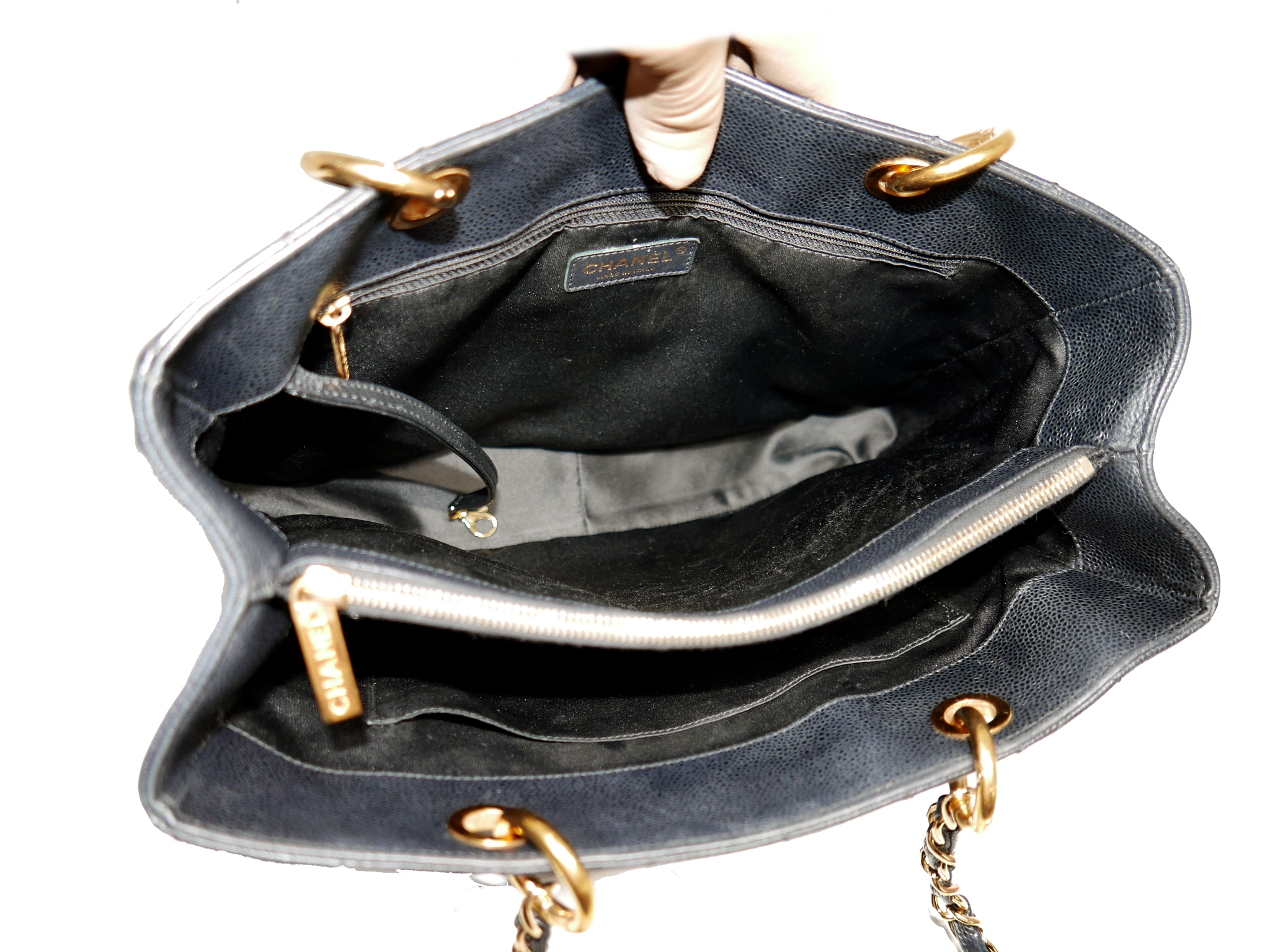 Chanel 16038728 Black Caviar Grand Shopping Tote Gold Hardware-34695