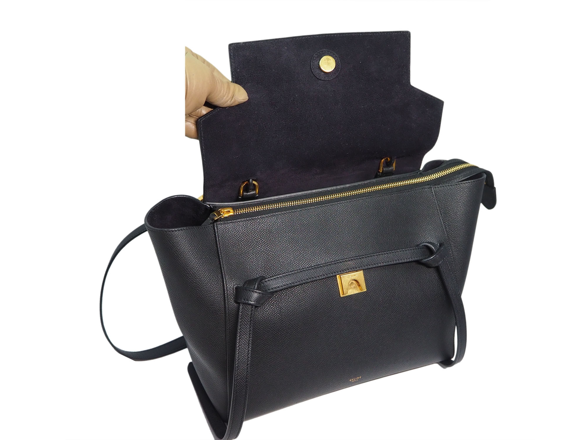 Celine Mini Belt bag in Grained Calfskin, Black -34664