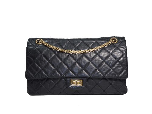 Chanel 13447260 Black Distressed Reissue 2.55- 226 Medium Gold Hardware-0