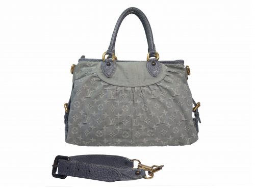 Louis Vuitton M95837 Grey Denim Monogram Denim Neo Cabby MM Tote/ Shoulder Bag-0