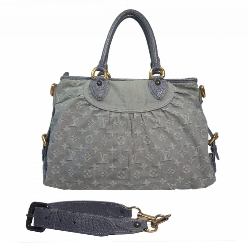 Louis Vuitton M95837 Grey Denim Monogram Denim Neo Cabby MM Tote/ Shoulder Bag-0