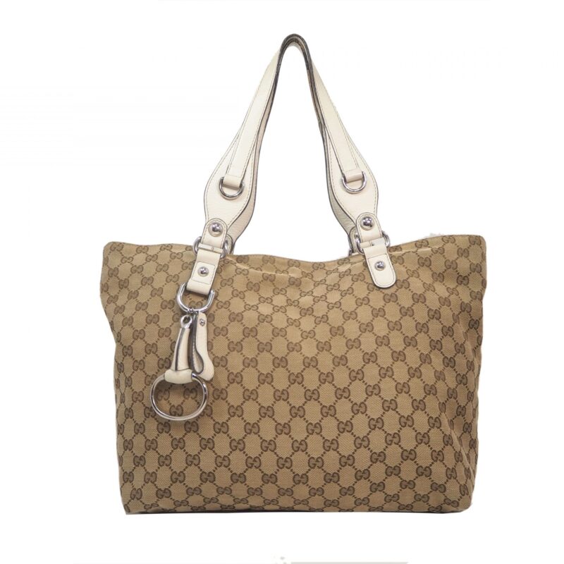 Gucci 229852 Beige GG Icon Bit Medium Tote with Horsebit Detail Shopping Bag-0