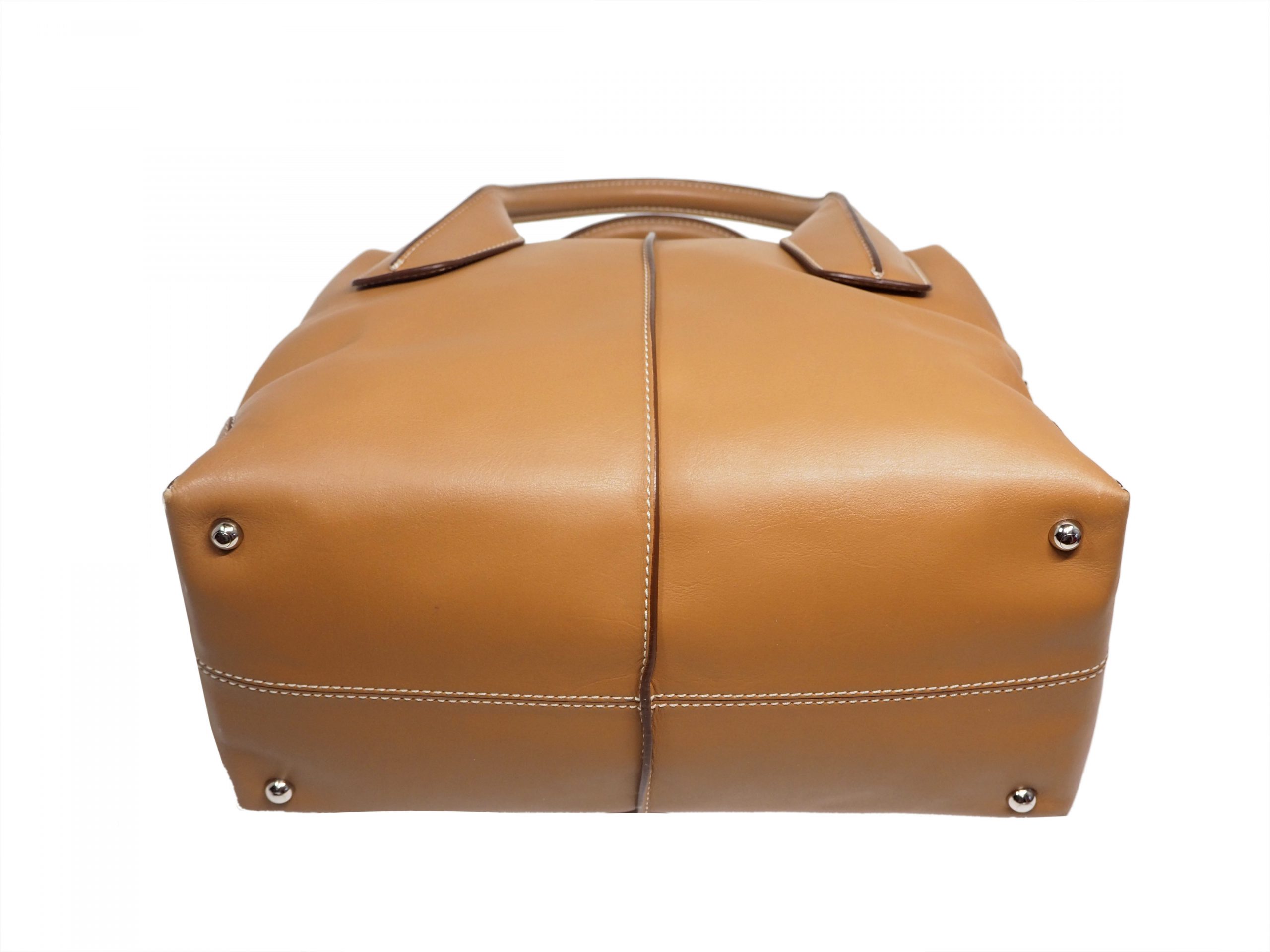 Tods Tan Leather D-Styling Small Bauletto Bag with Detachable Shoulder Strap-35285