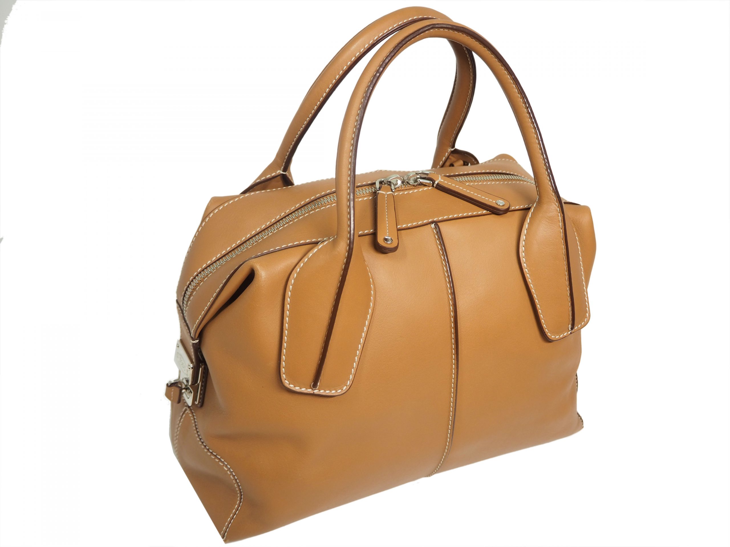 Tods Tan Leather D-Styling Small Bauletto Bag with Detachable Shoulder Strap-35288
